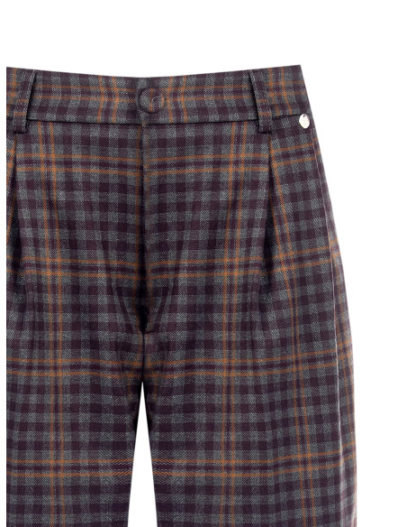 Bermudas tartan com pinças duplas Rinascimento