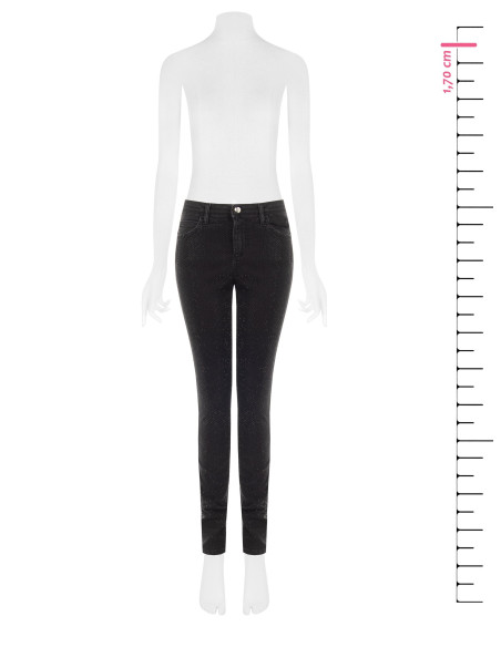 Jeans skinny elásticos revestidos de lantejoulas na parte da frente Rinascimento