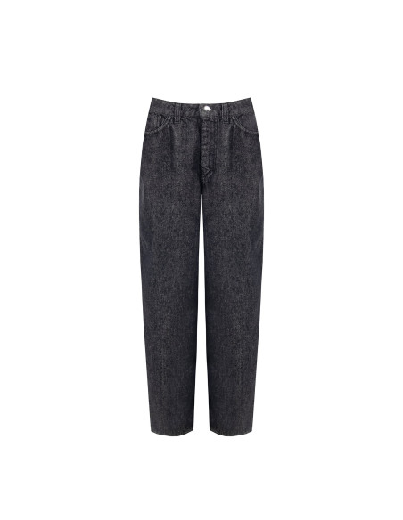 Jeans Wide Leg com etiqueta do logótipo no bolso traseiro Rinascimento