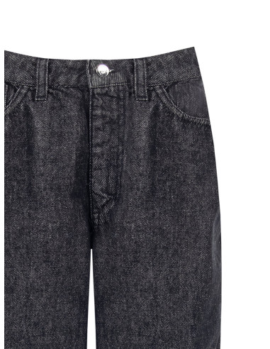 Jeans Wide Leg com etiqueta do logótipo no bolso traseiro Rinascimento