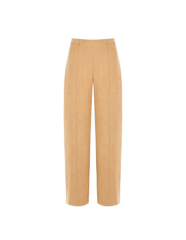 Calças Palazzo em mistura de viscose com efeito de veludo e fecho lateral Rinascimento