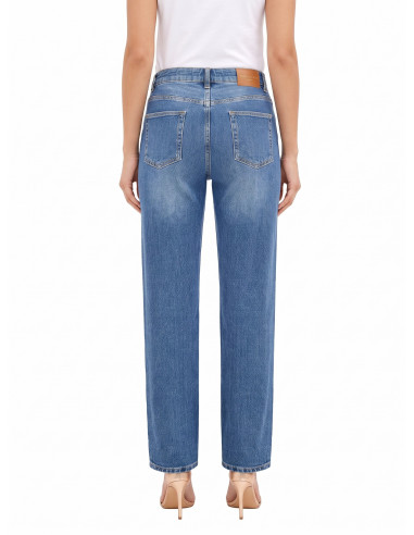 Jeans de corte direito com etiqueta com logótipo no bolso traseiro Rinascimento