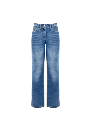 Jeans de corte direito com etiqueta com logótipo no bolso traseiro Rinascimento