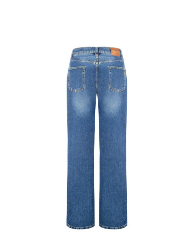 Jeans de corte direito com etiqueta com logótipo no bolso traseiro Rinascimento