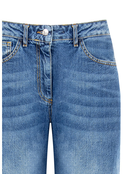 Jeans de corte direito com etiqueta com logótipo no bolso traseiro Rinascimento