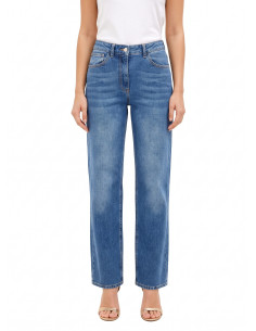 Jeans de corte direito com etiqueta com logótipo no bolso traseiro Rinascimento