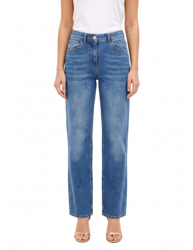 Jeans de corte direito com etiqueta com logótipo no bolso traseiro Rinascimento
