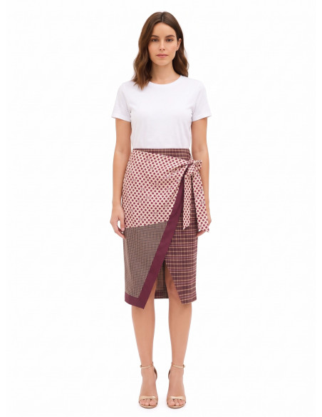 Saia comprida envelope em patchwork, atada na lateral Rinascimento