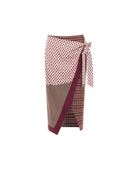 Saia comprida envelope em patchwork, atada na lateral Rinascimento