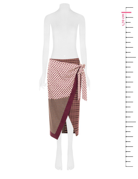 Saia comprida envelope em patchwork, atada na lateral Rinascimento