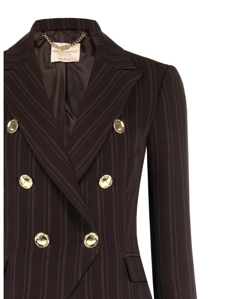 Blazer curto e cintado com riscas múltiplas Rinascimento