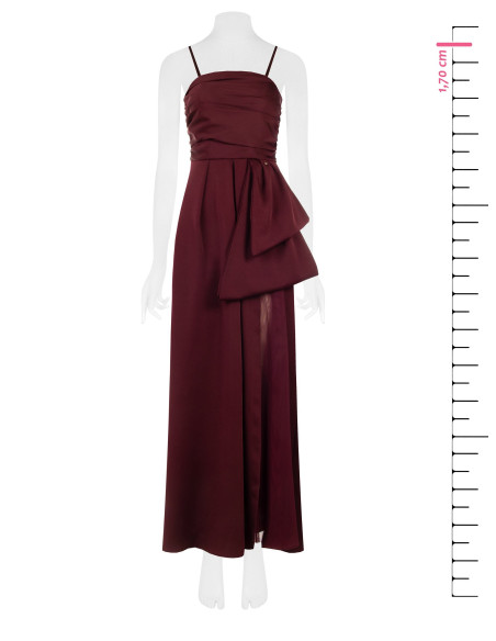 Vestido comprido rodado com maxi laço e tule na zona da abertura Rinascimento