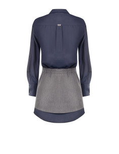 Vestido combinado com efeito de camisa e saia plissada Rinascimento 2