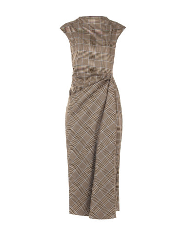 Vestido midi de corte tubo aos quadrados em poliviscose com franzido de um lado Rinascimento