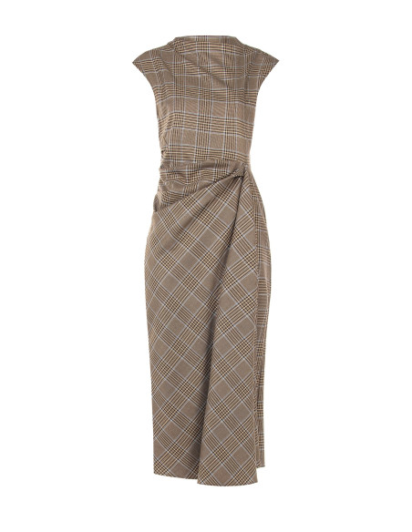 Vestido midi de corte tubo aos quadrados em poliviscose com franzido de um lado Rinascimento