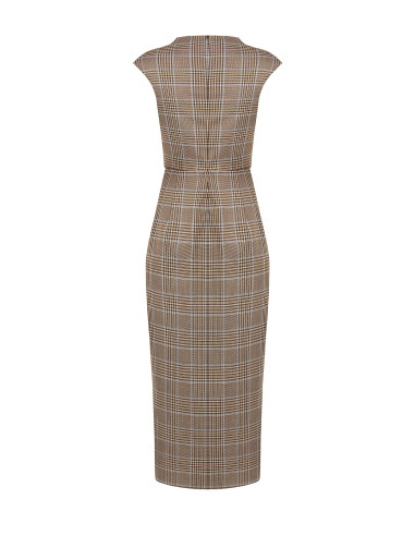 Vestido midi de corte tubo aos quadrados em poliviscose com franzido de um lado Rinascimento
