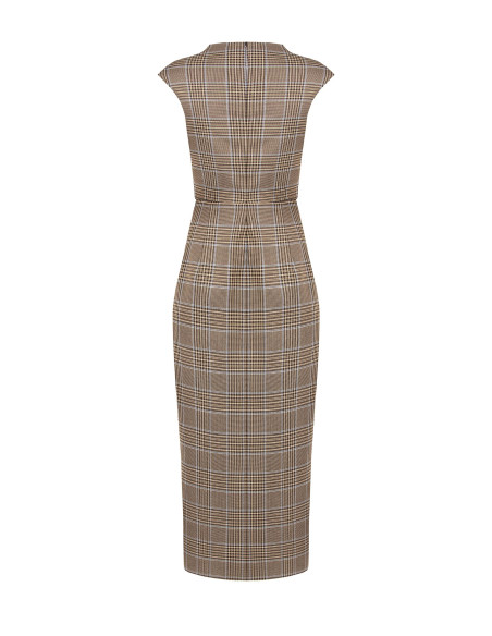 Vestido midi de corte tubo aos quadrados em poliviscose com franzido de um lado Rinascimento