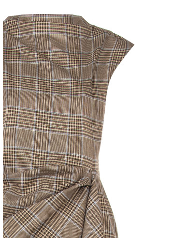 Vestido midi de corte tubo aos quadrados em poliviscose com franzido de um lado Rinascimento