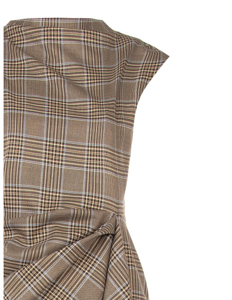Vestido midi de corte tubo aos quadrados em poliviscose com franzido de um lado Rinascimento