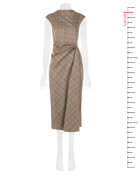Vestido midi de corte tubo aos quadrados em poliviscose com franzido de um lado Rinascimento