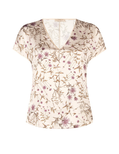 Blusa Fluida Curvy em Cetim com Padrão Floral Rinascimento Curvy