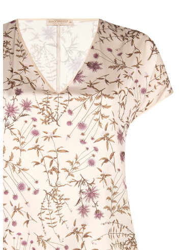 Blusa Fluida Curvy em Cetim com Padrão Floral Rinascimento Curvy