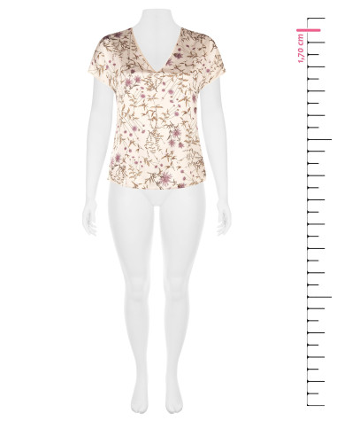 Blusa Fluida Curvy em Cetim com Padrão Floral Rinascimento Curvy