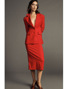 Blazer de dois botões, corte regular, com bolsos de aba Dixie - Vermelho 2