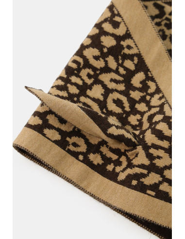 Lenço Jacquard com Motivo Animal e Cantos Dixie - Castanho