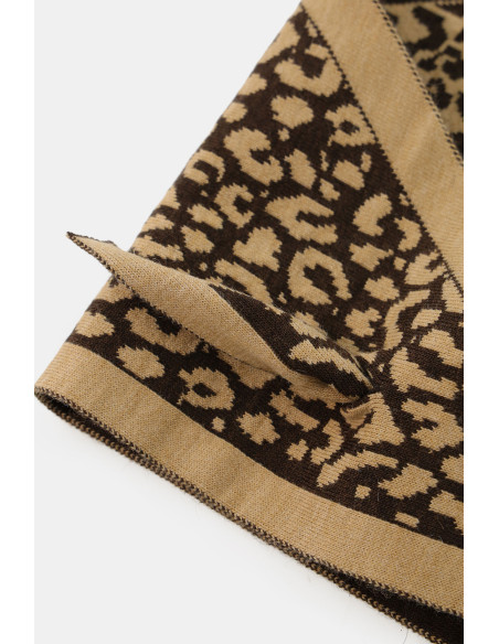 Lenço Jacquard com Motivo Animal e Cantos Dixie - Castanho