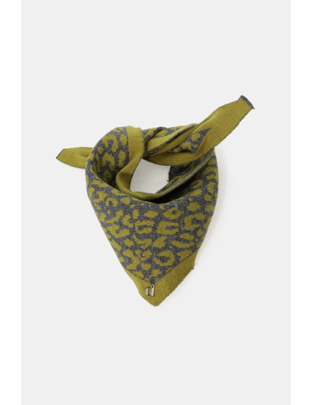 Lenço Jacquard com Padrão Animal e Cantos Dixie - Cinzento Escuro