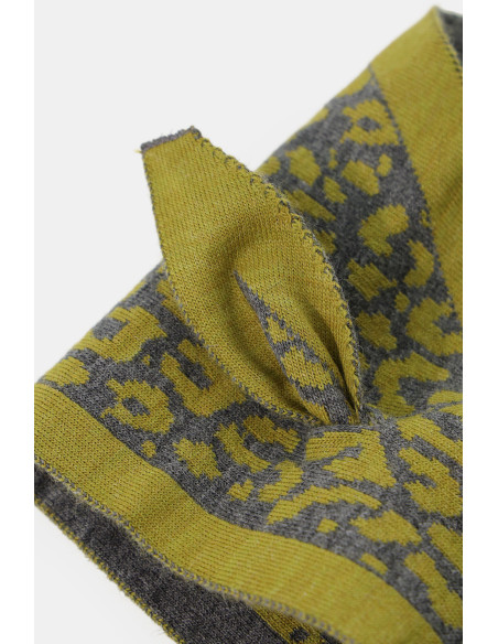 Lenço Jacquard com Padrão Animal e Cantos Dixie - Cinzento Escuro