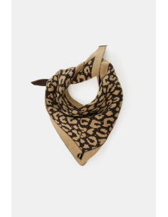 Lenço Jacquard com Motivo Animal e Cantos Dixie - Castanho