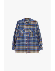 Camisa aos quadrados com bolsos frontais e mangas compridas Dixie - Azul