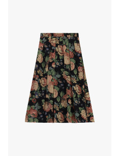 Saia Plissada com Padrão Floral de Comprimento Médio Dixie