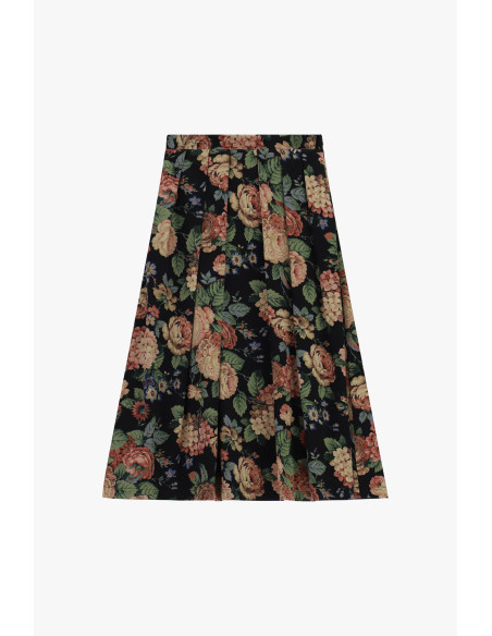 Saia Plissada com Padrão Floral de Comprimento Médio Dixie
