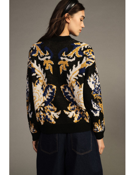 Camisola de gola redonda com estampado floral em jacquard Dixie