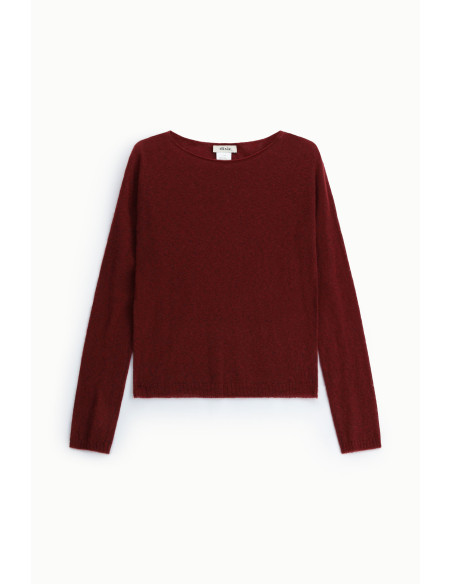 Camisola de Manga Comprida com Gola Redonda e Cor Lisa Dixie - Bordeaux