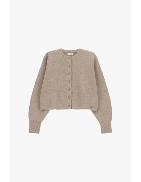Cardigan curto com botões e mangas compridas Dixie - Bege