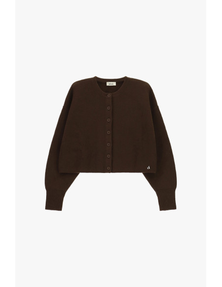 Cardigan curto com botões e mangas compridas Dixie - Castanho