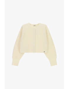 Cardigan Curto com Botões e Mangas Compridas Dixie - Branco Creme