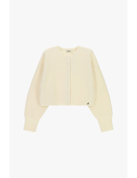Cardigan Curto com Botões e Mangas Compridas Dixie - Branco Creme