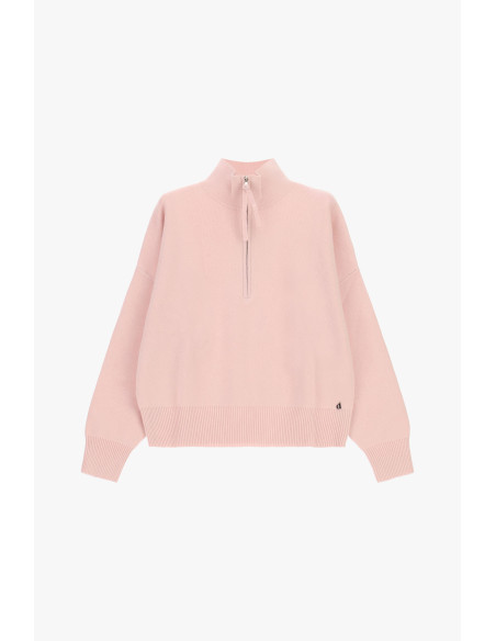 Camisola com fecho e gola alta, corte descontraído Dixie - Rosa