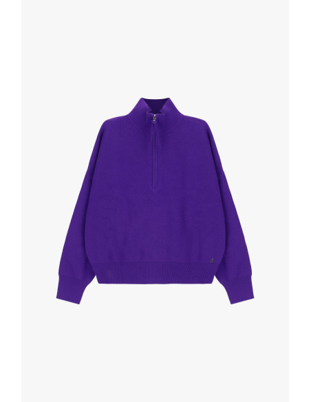 Camisola com fecho e gola alta, corte descontraído Dixie - Roxo