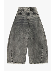 Jeans de perna larga com lavagem desbotada e cintura subida Dixie 2