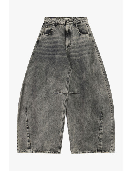 Jeans de perna larga com lavagem desbotada e cintura subida Dixie