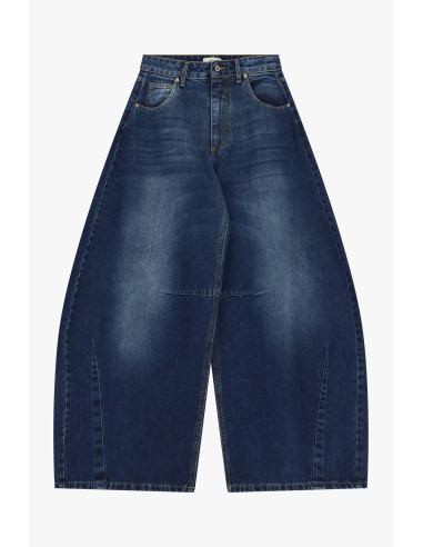 Jeans de Perna Larga de Cintura Alta com Lavagem Desgastada Dixie
