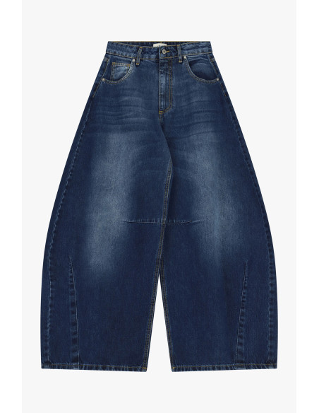 Jeans de Perna Larga de Cintura Alta com Lavagem Desgastada Dixie