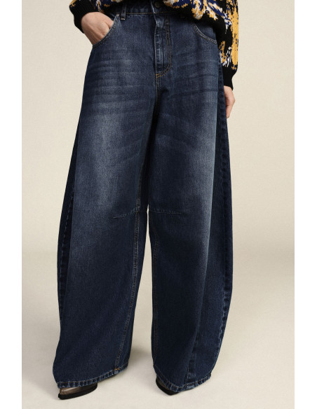 Jeans de Perna Larga de Cintura Alta com Lavagem Desgastada Dixie