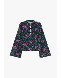 Camisola de Manga Comprida com Padrão Floral e Gola Alta Dixie